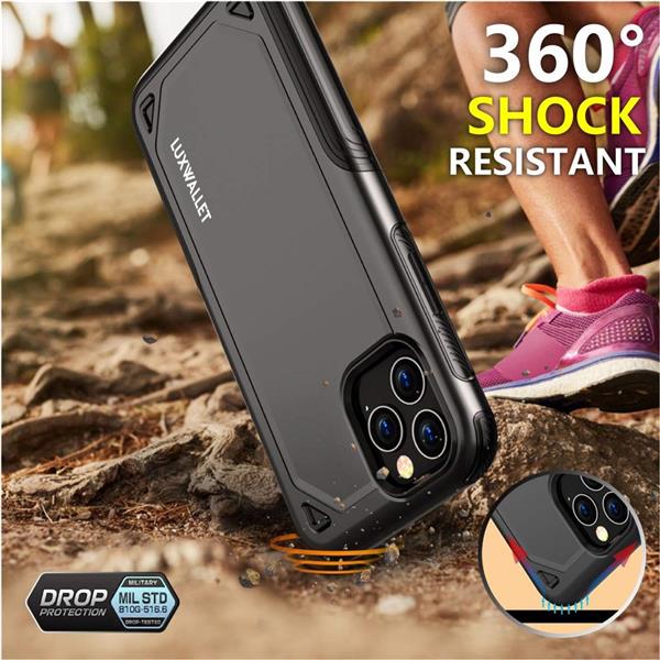 Grote foto luxwallet iphone 11 pro max case desert armor drop proof hoes nightfall black telecommunicatie mobieltjes