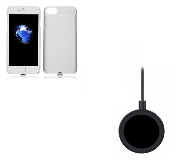 Grote foto iphone 7 plus 3 in 1 set draadloos opladen wireless premium transparante receiver case wit qi opla telecommunicatie opladers en autoladers