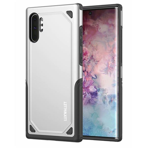 Grote foto luxwallet samsung note 10 plus case desert armor drop proof hoes metallic silver telecommunicatie mobieltjes