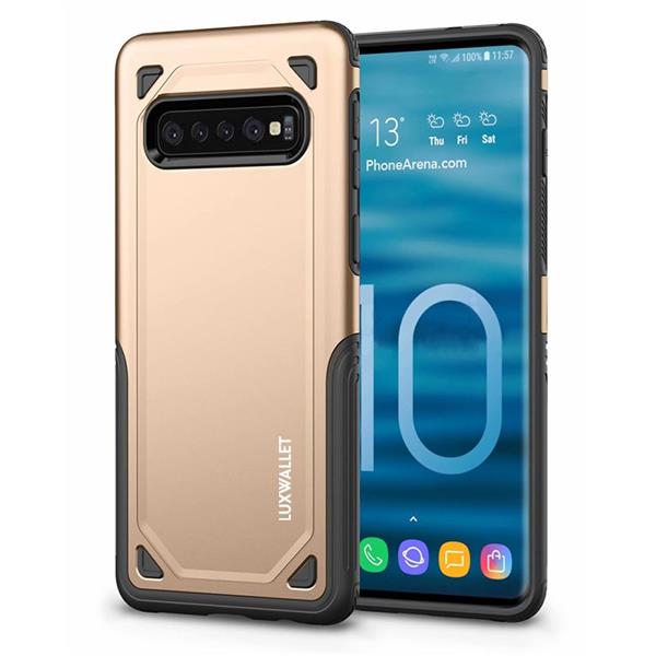 Grote foto luxwallet samsung galaxy s10 case desert armor drop proof hoes luxury gold telecommunicatie mobieltjes