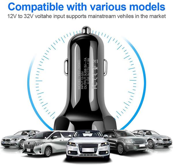 Grote foto drphone qc6 autolader 3 poorten usb qc3.0 2.1a 2.1a snelle lader volledige ondersteuning voor s telecommunicatie opladers en autoladers