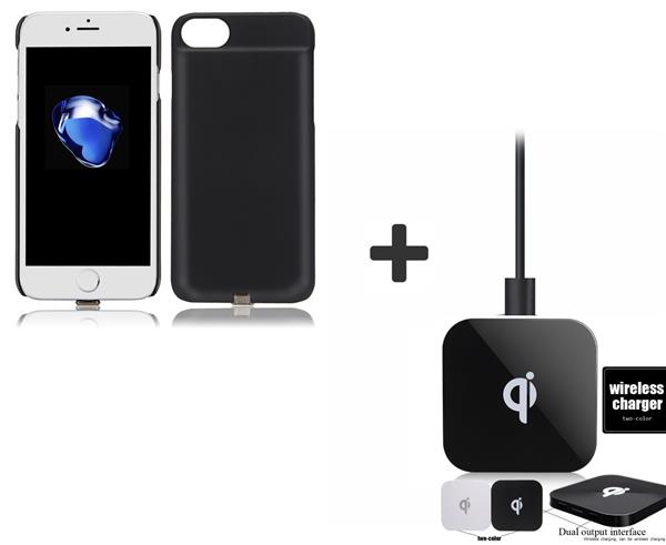 Grote foto iphone 8 7 3 in 1 set draadloos opladen wireless premium transparante receiver case night shad telecommunicatie opladers en autoladers