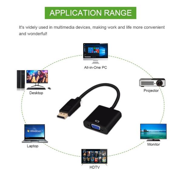 Grote foto drphone displayport naar vga 1080p full hd 50 60 hz zwart telecommunicatie opladers en autoladers