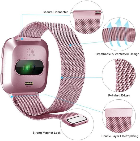 Grote foto drphone fitbit versa versa 2 lite se magnetische milanese armband rvs horlogeband rosegold kleding dames horloges