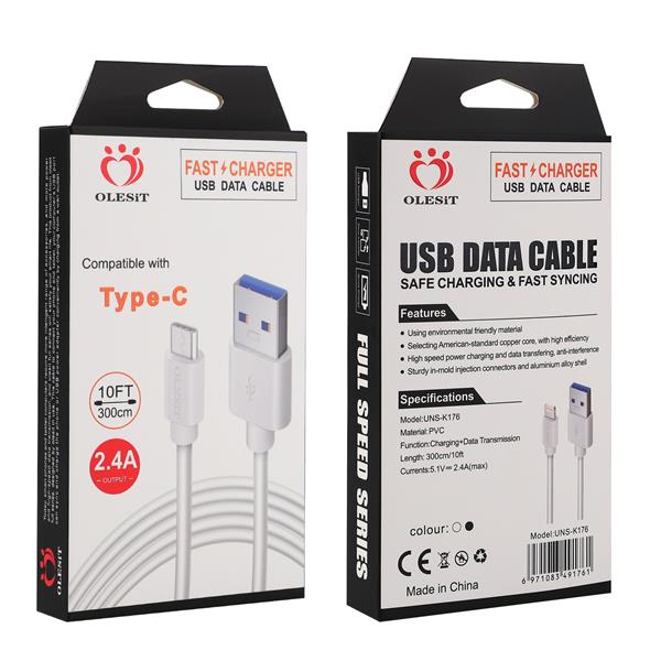 Grote foto olesit type c usb c 2 meter fast charge 2.4a oplaadkabel veilig laden data sync transfer w telecommunicatie mobieltjes