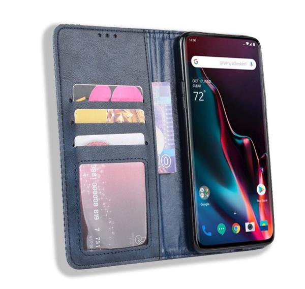 Grote foto drphone pu lederen book case voor oneplus 7 pro magnetische flip cover blauw telecommunicatie mobieltjes