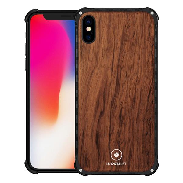 Grote foto luxwallet ronin iphone xs max black rosewood case houten hoes metalen behuizing met auth telecommunicatie mobieltjes