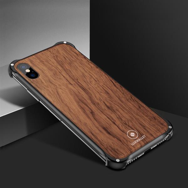 Grote foto luxwallet ronin iphone xs max black rosewood case houten hoes metalen behuizing met auth telecommunicatie mobieltjes