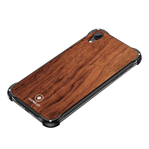 Grote foto luxwallet ronin iphone xs max black rosewood case houten hoes metalen behuizing met auth telecommunicatie mobieltjes