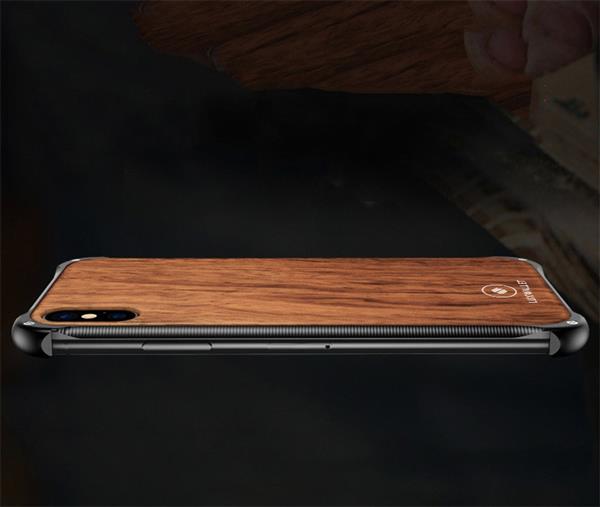 Grote foto luxwallet ronin iphone xs max black rosewood case houten hoes metalen behuizing met auth telecommunicatie mobieltjes