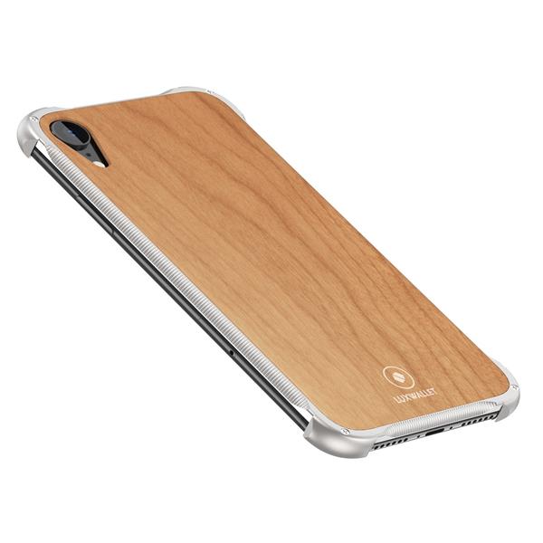 Grote foto luxwallet ronin iphone xs max silver cherrywood case houten hoes metalen behuizing met telecommunicatie mobieltjes