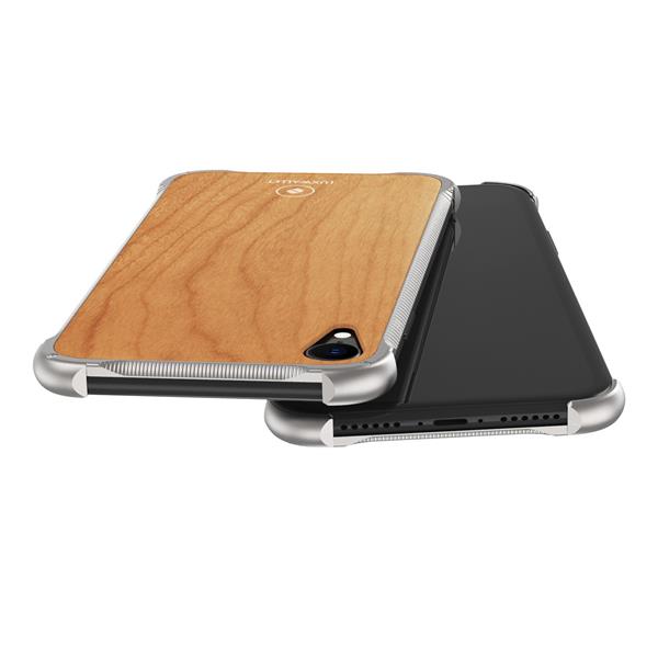 Grote foto luxwallet ronin iphone xs max silver cherrywood case houten hoes metalen behuizing met telecommunicatie mobieltjes