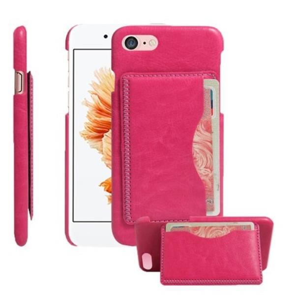 Grote foto iphone 7 premium kaart case pu leder magenta telecommunicatie mobieltjes