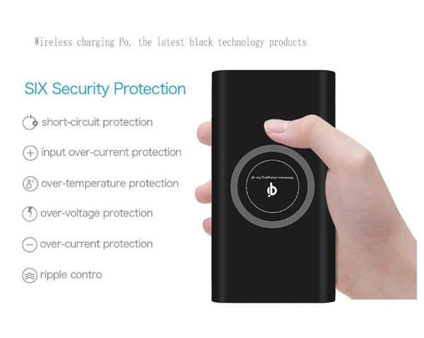 Grote foto drphone pb2 draagbare 10000mah powerbank qi draadloze oplader charge recharge grijs telecommunicatie opladers en autoladers