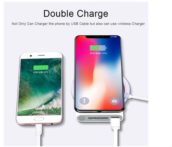 Grote foto drphone pb2 draagbare 10000mah powerbank qi draadloze oplader charge recharge grijs telecommunicatie opladers en autoladers