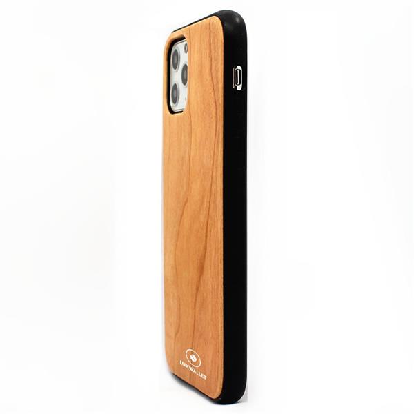 Grote foto luxwallet cherrywood iphone 11 pro max houten hoesje back cover tpu case met echt hout telecommunicatie mobieltjes