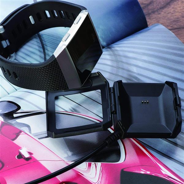 Grote foto drphone ion1 fitbit ionic usb oplaad kabel charger lader dock adapter zwart kleding dames horloges