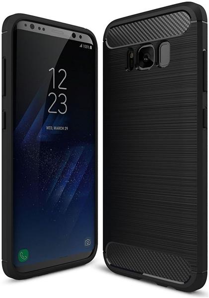 Grote foto samsung galaxy s8 carbon fiber style case zwart telecommunicatie mobieltjes
