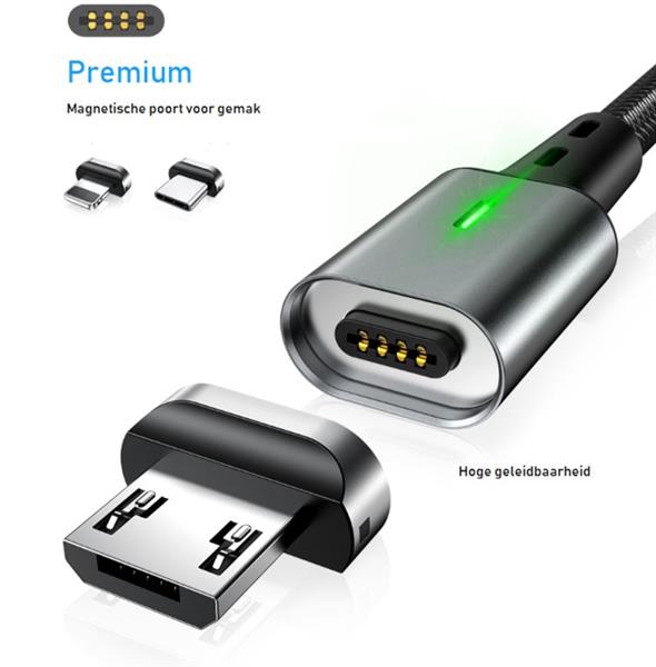 Grote foto drphone icon series 2 meter micro usb magnetische kabel 3.0a snellader datakabel fast charge telecommunicatie opladers en autoladers