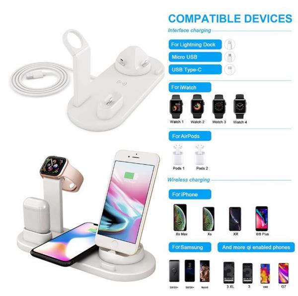 Grote foto drphone ultimate 5 in 1 oplaadstation qi draadloos type c micro usb lightning airpods apple telecommunicatie opladers en autoladers