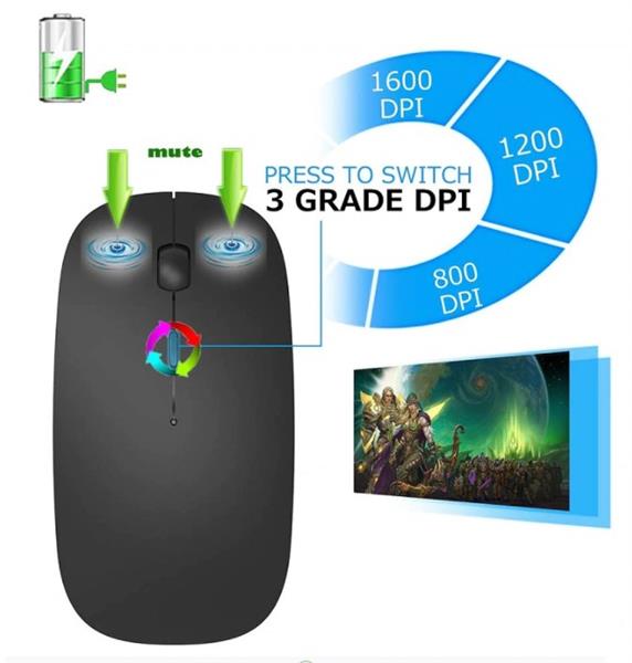 Grote foto elementkey mix2 2 in 1 draadloos bluetooth muis 2.4ghz dongle wireless mouse comfort compact computers en software overige computers en software