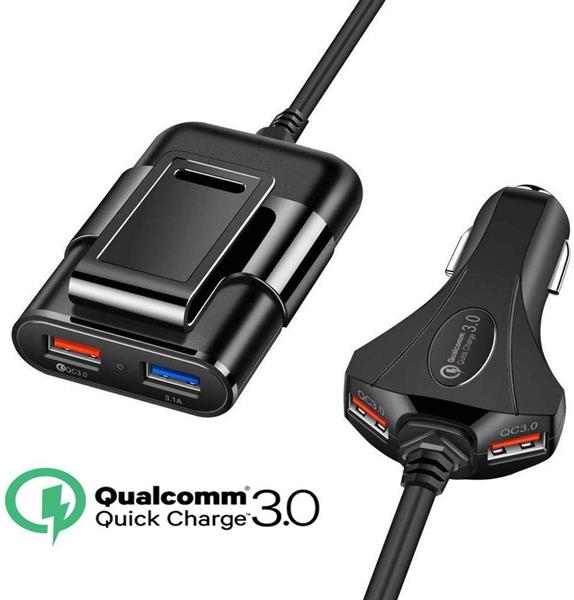 Grote foto drphone pcc3 multi autolader snellader oplader qc 3.0 12a 60w voor achterbank 4 usb poorte telecommunicatie opladers en autoladers