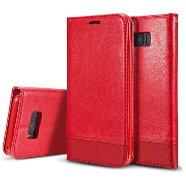 Grote foto luxe lederen cover samsung galaxy s8 plus rood telecommunicatie mobieltjes