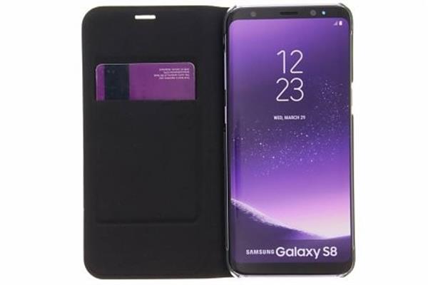 Grote foto luxe slim booktype hoes samsung galaxy s8 zwart telecommunicatie mobieltjes