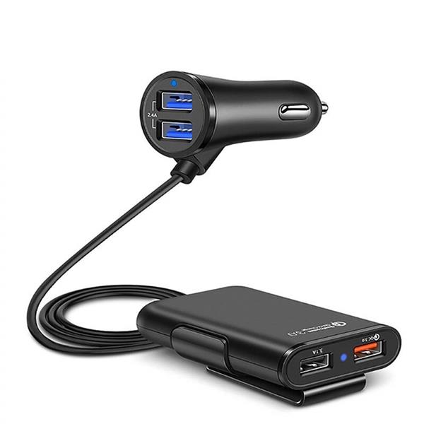 Grote foto drphone pcc2 36w 8a 4 poorten snellader usb qc 3.0 autolader voor en achter 1.8m zwart telecommunicatie opladers en autoladers