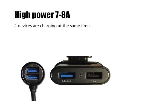 Grote foto drphone pcc2 36w 8a 4 poorten snellader usb qc 3.0 autolader voor en achter 1.8m zwart telecommunicatie opladers en autoladers