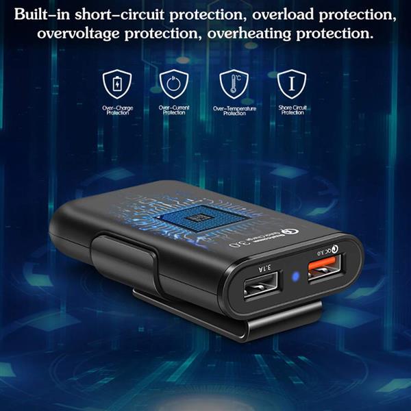 Grote foto drphone pcc2 36w 8a 4 poorten snellader usb qc 3.0 autolader voor en achter 1.8m zwart telecommunicatie opladers en autoladers