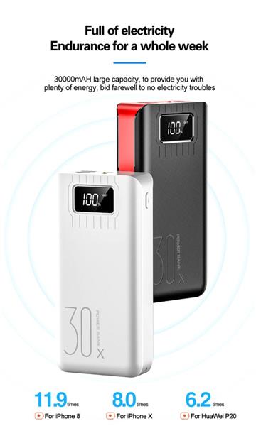 Grote foto drphone hypercell 30.000 mah lader led display led lamp powerbank met extra capaciteit re telecommunicatie opladers en autoladers