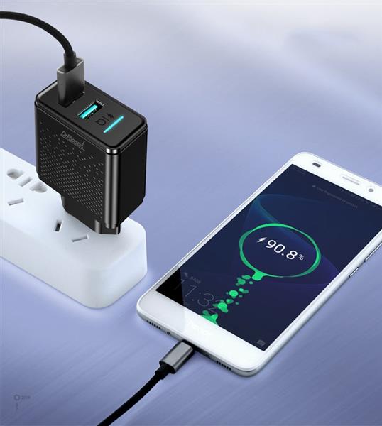 Grote foto drphone acc02 iq smart 2 poort lader 5v 2.4a 2 usb poorten smartphone tablet lader wit telecommunicatie opladers en autoladers