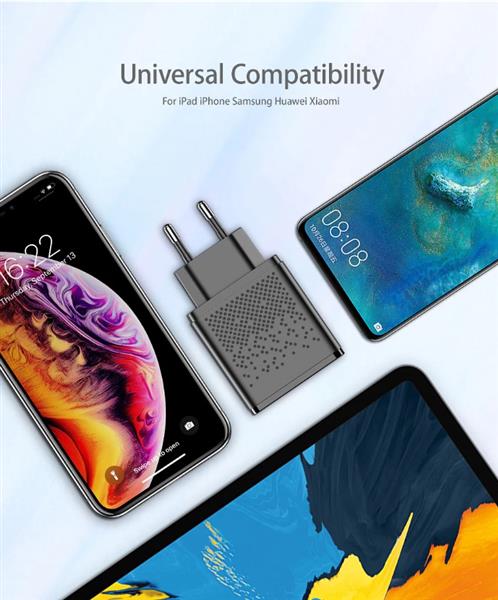 Grote foto drphone acc02 iq smart 2 poort lader 5v 2.4a 2 usb poorten 1 meter x1 micro usb kabel zwar telecommunicatie opladers en autoladers