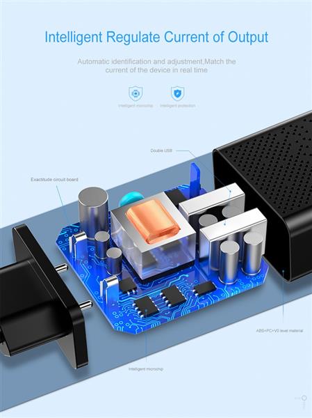 Grote foto drphone acc02 iq smart 2 poort lader 5v 2.4a 2 usb poorten 1 meter x1 micro usb kabel zwar telecommunicatie opladers en autoladers