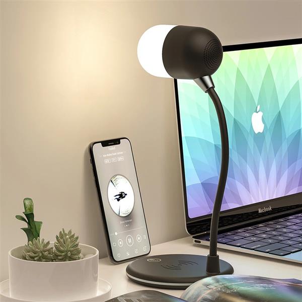 Grote foto drphone smartsound 3 in 1 lamp smart speaker nachtlamp draadloos laden bluetooth 5.0 b telecommunicatie opladers en autoladers