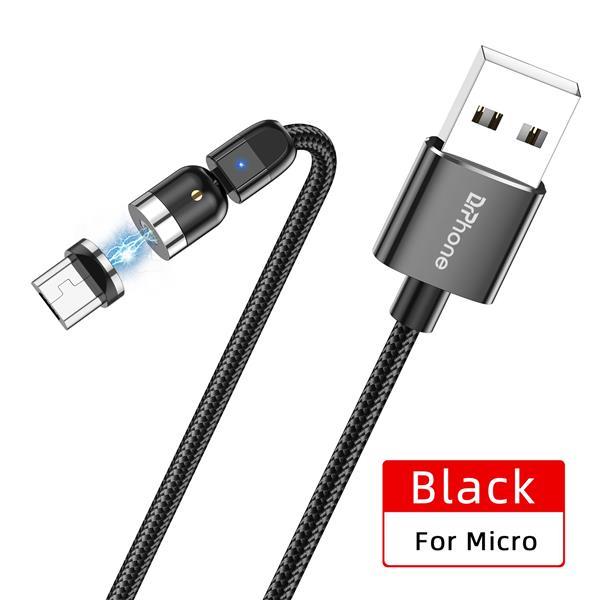 Grote foto drphone lini series micro usb magnetische kabel 2.4a nylon gevlochten 540 graden l vorm rec telecommunicatie opladers en autoladers