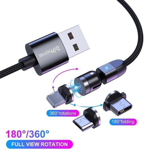 Grote foto drphone lini series micro usb magnetische kabel 2.4a nylon gevlochten 540 graden l vorm rec telecommunicatie opladers en autoladers