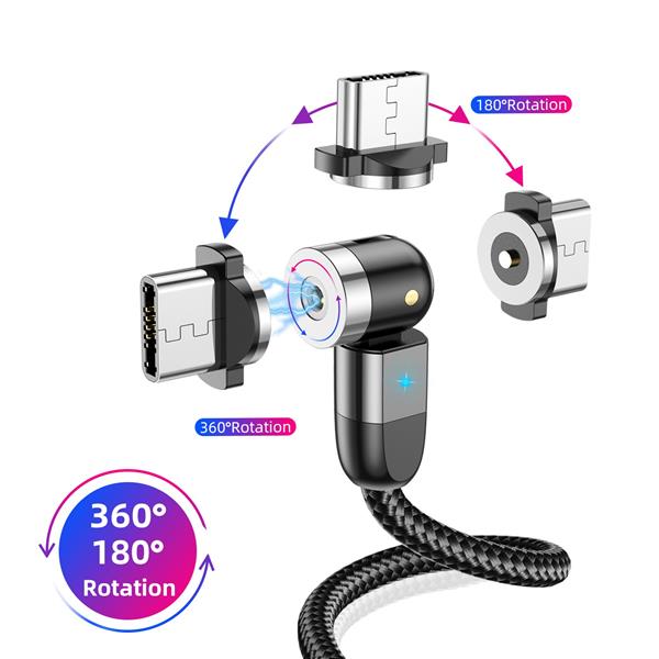 Grote foto drphone lini series micro usb magnetische kabel 2.4a nylon gevlochten 540 graden l vorm rec telecommunicatie opladers en autoladers