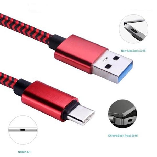 Grote foto reversible gecertificeerd 2 meter usb 3.1 type c extra sterk woven laad en datakabel rood telecommunicatie opladers en autoladers