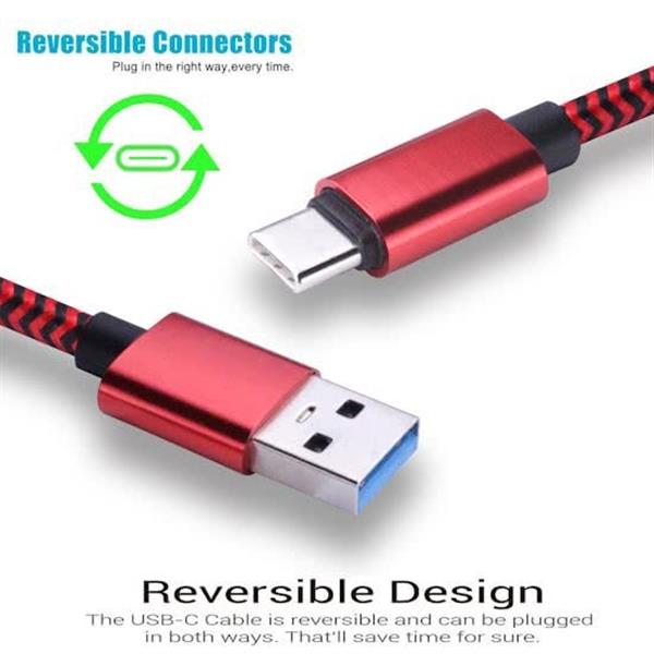 Grote foto reversible gecertificeerd 2 meter usb 3.1 type c extra sterk woven laad en datakabel rood telecommunicatie opladers en autoladers