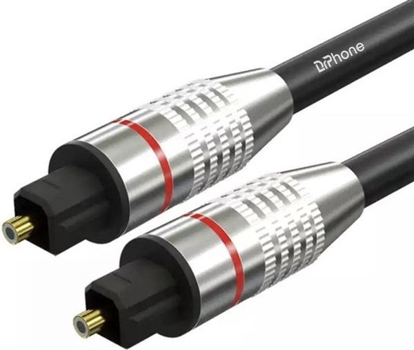 Grote foto drphone goldplate digitale audio toslink 5.1 dolby stereo sound spdif fiber optische audiokabel telecommunicatie opladers en autoladers