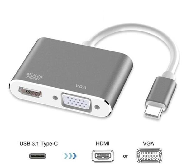 Grote foto drphone chx 2 in 1 adapter usb c naar hdmi vga 4k 3840 2160p 30hz 2 display aansluiten z computers en software overige computers en software