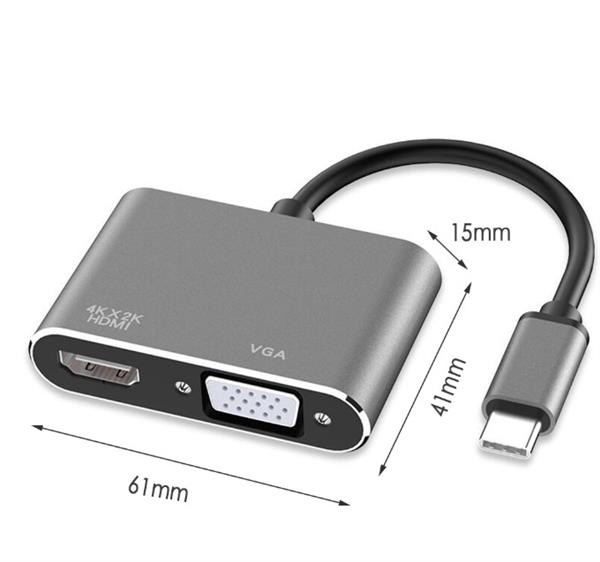 Grote foto drphone chx 2 in 1 adapter usb c naar hdmi vga 4k 3840 2160p 30hz 2 display aansluiten z computers en software overige computers en software