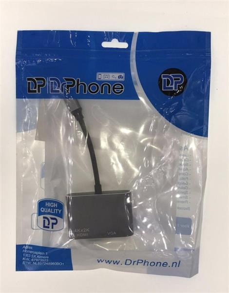 Grote foto drphone chx 2 in 1 adapter usb c naar hdmi vga 4k 3840 2160p 30hz 2 display aansluiten s computers en software overige computers en software