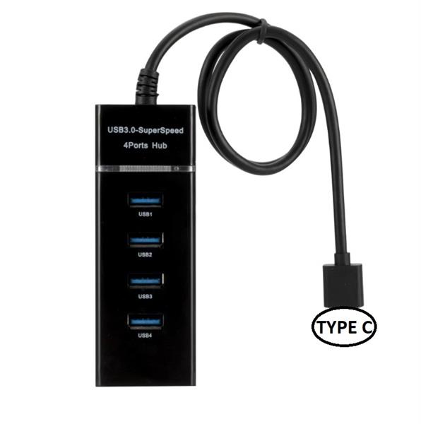 Grote foto drphone xtreme 2 type c 4 poort usb hub 10gbps super speed 3.1 30cm zwart telecommunicatie opladers en autoladers