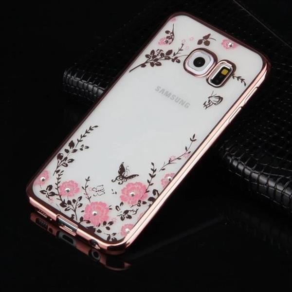 Grote foto flower bloemen case diamant crystal tpu hoesje a5 2017 rose goud telecommunicatie mobieltjes