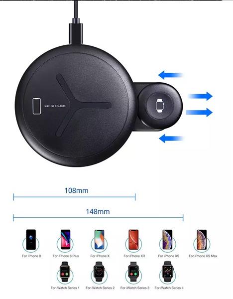 Grote foto drphone reform inklapbare 2 in 1 wireless qi lader draadloos laden voor apple watch en iphone telecommunicatie opladers en autoladers