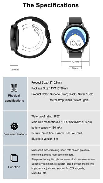 Grote foto drphone dtx retina display smartwatch touch screen ip68 waterdicht hartslagmeter bloeddrukme kleding dames horloges