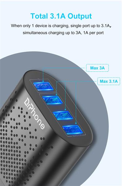 Grote foto drphone halo2 snel lader thuislader 4 poorten 48w lader usb 3.1a qc 3.0 tablet smartphone telecommunicatie opladers en autoladers